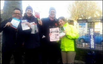 Picket at Homerton hospital, London, 24.11.14, photo by Clare Doyle Picket at Homerton hospital, London, 24.11.14, photo by Clare Doyle