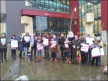 UCU members at Barnsley College begin a two day strike, 26.11.14, photo by A Tice UCU members at Barnsley College begin a two day strike, 26.11.14, photo by A Tice