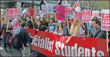 The Socialist Students contingent on the 19 November 2014 free education march in London, photo Jonny Dickens