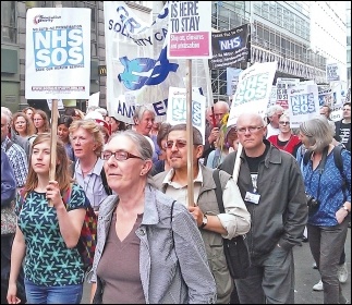 Marching against NHS cuts and privatisation, London 2014, photo by Bob Severn