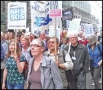 Marching against NHS cuts and privatisation, London 2014, photo Bob Severn