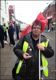 Bus driver Joanne Harris, Putney garage, Unite London bus strike, 13.1.15