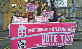 Waltham Forest TUSC supporters campaigning for rent control