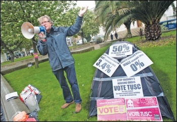 TUSC campaigners calling for rent caps instead of benefit caps, photo Paul Mattsson