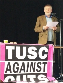 Dave Nellist, chair, TUSC conference, 24.1.15, photo Neil Cafferky