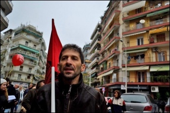 Greek workers marching in Thessaloniki, photo Ged Travers