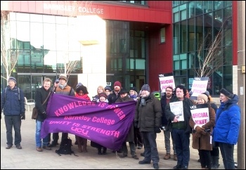 Barnsley college strike, 2.2.15, photo by A Tice