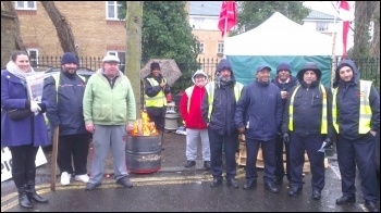 Holloway garage during the London bus strike for sector wide negotiation, photo by Steve Score