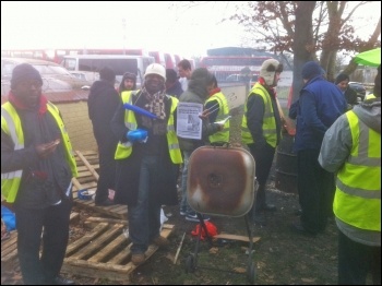 Bus drivers picketing at Northumberland Park, 05.02.14, photo by Jim Horton