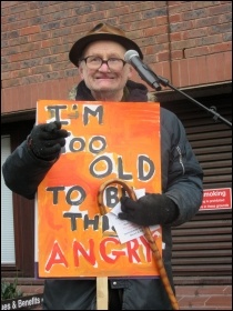 Sidney had his speech cut short; Gateshead demo, 7.2.15, photo by E Brunskill