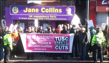 Protest outside Ukip shop in Rotherham, Feb 2015, photo by A Tice Protest outside Ukip shop in Rotherham, Feb 2015, photo by A Tice