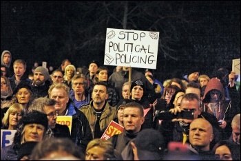 Protesting against the arrests of anti-water tax campaigners