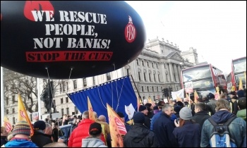 Firefighters marching in London, 25.2.15, photo Sarah Wrack Firefighters marching in London, 25.2.15, photo Sarah Wrack