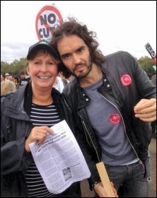 Amy Murphy with Russell Brand. Amy won 45% in the Usdaw presidential election Amy Murphy with Russell Brand. Amy won 45% in the Usdaw presidential election