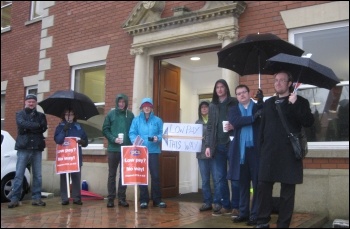 PCS ICO picket, 26.2.15, photo by Hugh Caffrey