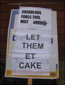 PCS ICO picket placard, 26.2.15, photo by Hugh Caffrey