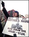 Not in my brother's name: demonstrator in New York, photo Paul Mattsson Not in my brother's name: demonstrator in New York, photo Paul Mattsson