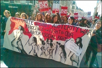 The Day-Mer contingent on the Million Women Rise march in London, 7.3.15, photo by E Donne