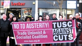 Leicester TUSC supporters protest, photo Leicester TUSC