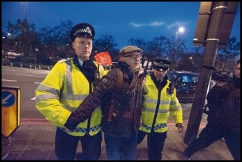 Blacklist Support Group secretary Dave Smith was arrested at Hilton protest