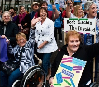 Disabled people and carers protesting, photo Paul Mattsson