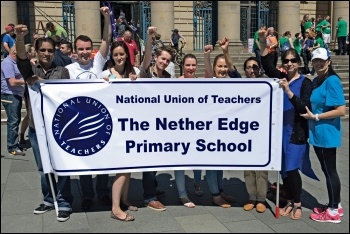 NUT members in Sheffield during the 10 July 2014 public sector pay strike, photo by Karl Lang