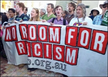 Socialist Party (CWI Australia) on a counter-demonstration against anti-Muslim group 'Reclaim Australia'