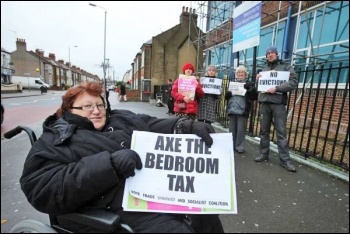 Sandra Sharpe protesting about her bedroom tax case