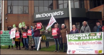 Outside McDonalds' northern regional office on Cross Lane in Salford, 15.4.15 Outside McDonalds' northern regional office on Cross Lane in Salford, 15.4.15