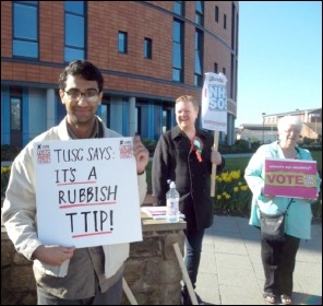 Salford TUSC protest against TTIP, 18.4.15