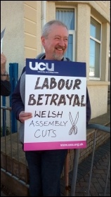 Protesting against cuts in Wales FE, 22.4.15 Protesting against cuts in Wales FE, 22.4.15