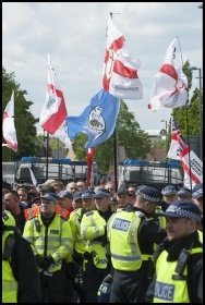 Police enabling another far-right group, the EDL, to rally in Walthamstow, 9.5.15, photo Paul Mattsson