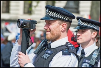 Police film London May Day demonstrators, photo Paul Mattsson