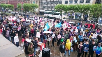 YFJ anti-austerity protest, Leeds, 28.5.15, photo by Iain Dalton