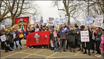 Striking teachers and students lobby a Prendergast governors' meeting in Lewisham Striking teachers and students lobby a Prendergast governors' meeting in Lewisham