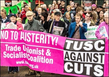 Anti-cuts demo in Swansea, 13.6.15, photo by Les Woodward