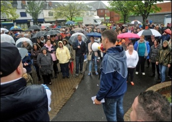 300 people on a protest called by a group of local residents, photo Jon Dale