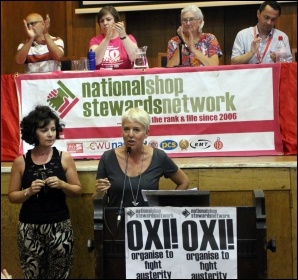 Glasgow striking homelessness caseworkers speaking at NSSN conference, London 4.7.15