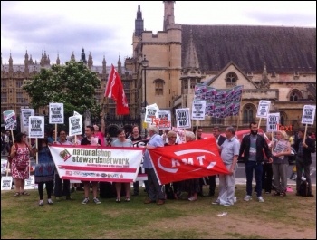 NSSN protesting outside Parliament on 15 July 2015, photo by Sarah Sachs-Eldridge