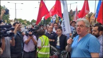 RMT national executive member and Socialist Party member John Reid addressing the demo, 21.7.15