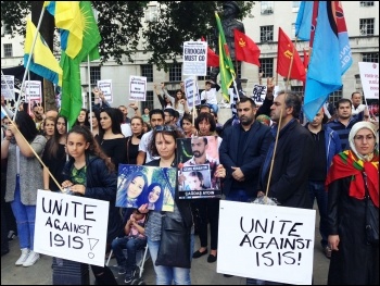 Solidarity protest in London following terrorist attack at Suruc in Turkey, July 2015, photo by Paula Mitchell