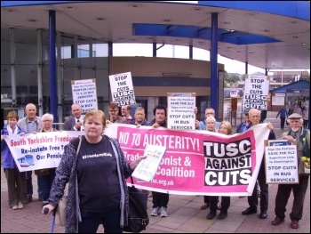 Sheffield protest against bus cuts, photo by A Tice