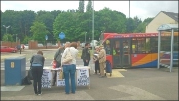 Campaigning against cuts to bus services in Sheffield, photo by A Tice Campaigning against cuts to bus services in Sheffield, photo by A Tice