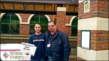 Victimised Bromley Unite rep Alan Brown with National Shop Stewards Network chair Rob Williams, photo by Socialist Party Victimised Bromley Unite rep Alan Brown with National Shop Stewards Network chair Rob Williams, photo by Socialist Party