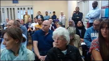 Residents at the Save Our Island Homes meeting, photo by Socialist Party