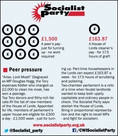 Infographic: peers' pay versus cleaners' pay, September 2015