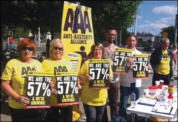 Anti-Austerity Alliance (AAA) activists protesting against water charges in Ireland, August 2015, photo Socialist Party (CWI Ireland)