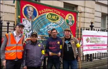 First Great Western strikers at Paddington station, London, 29.8.15, photo by Rob Williams