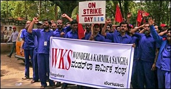 Striking workers in India