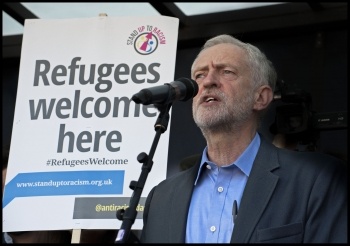 Jeremy Corbyn at the London 'refugees welcome' demo, 12.9.15, photo by Paul Mattsson